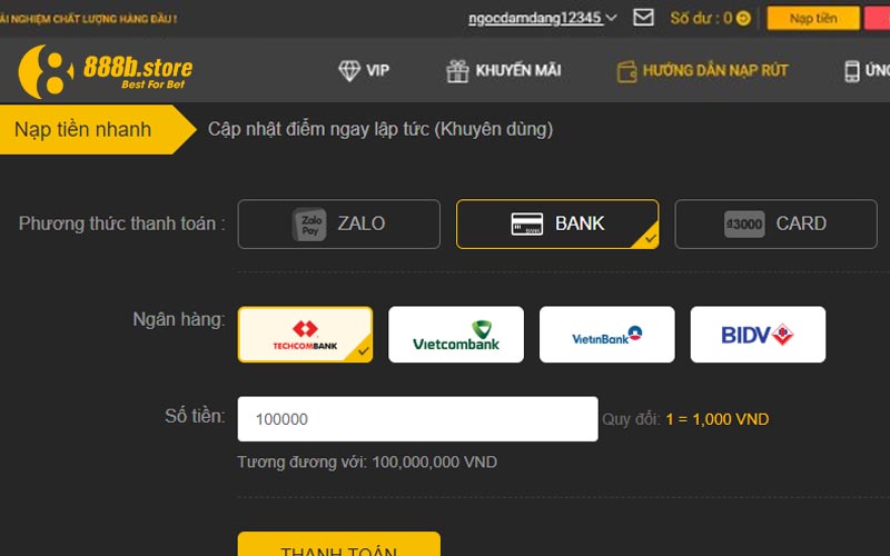Nạp tiền 888B